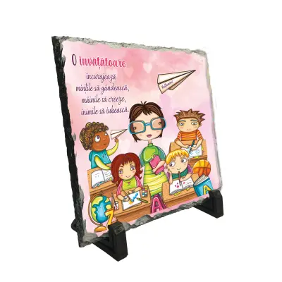 O invatatoare incurajeaza mintile sa... piatra ardezie personalizata, cu mesaj model, pa108